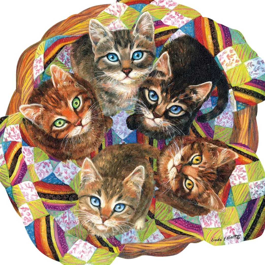 SunsOut Kattenpuzzels>: Kitten Basket (750) Shaped Puzzel