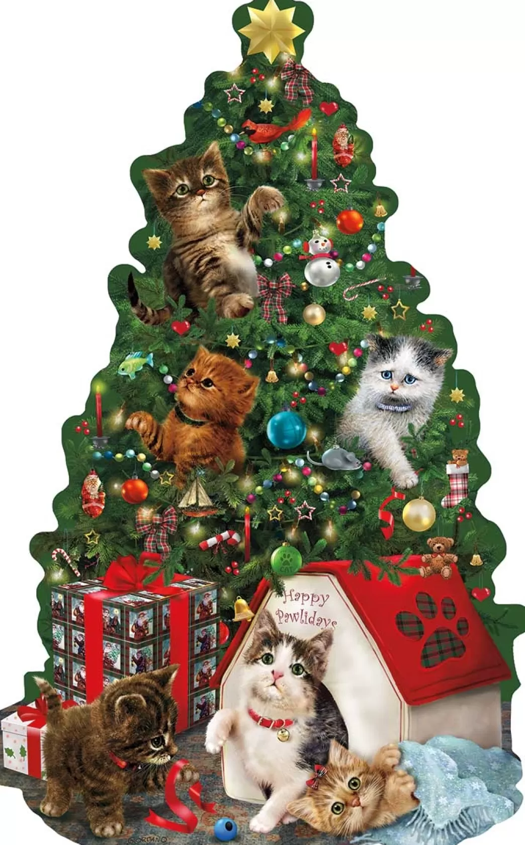 SunsOut Kattenpuzzels>: Kitty Cat Playground (1000Xl) Shaped Kerstpuzzel