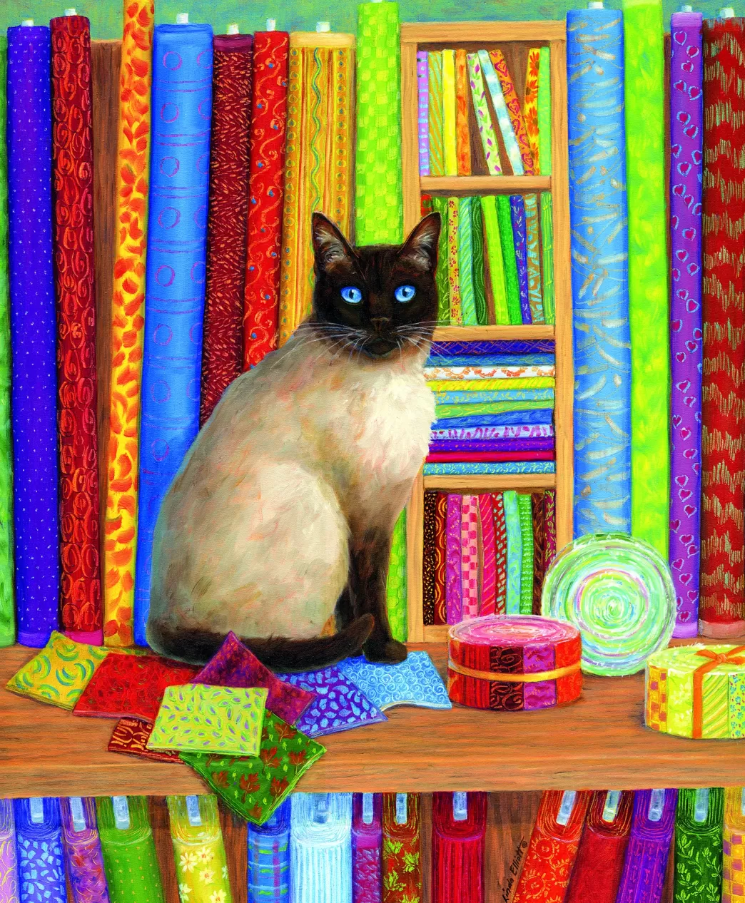SunsOut Kattenpuzzels>: Quilt Shop Cat (1000) Kattenpuzzel
