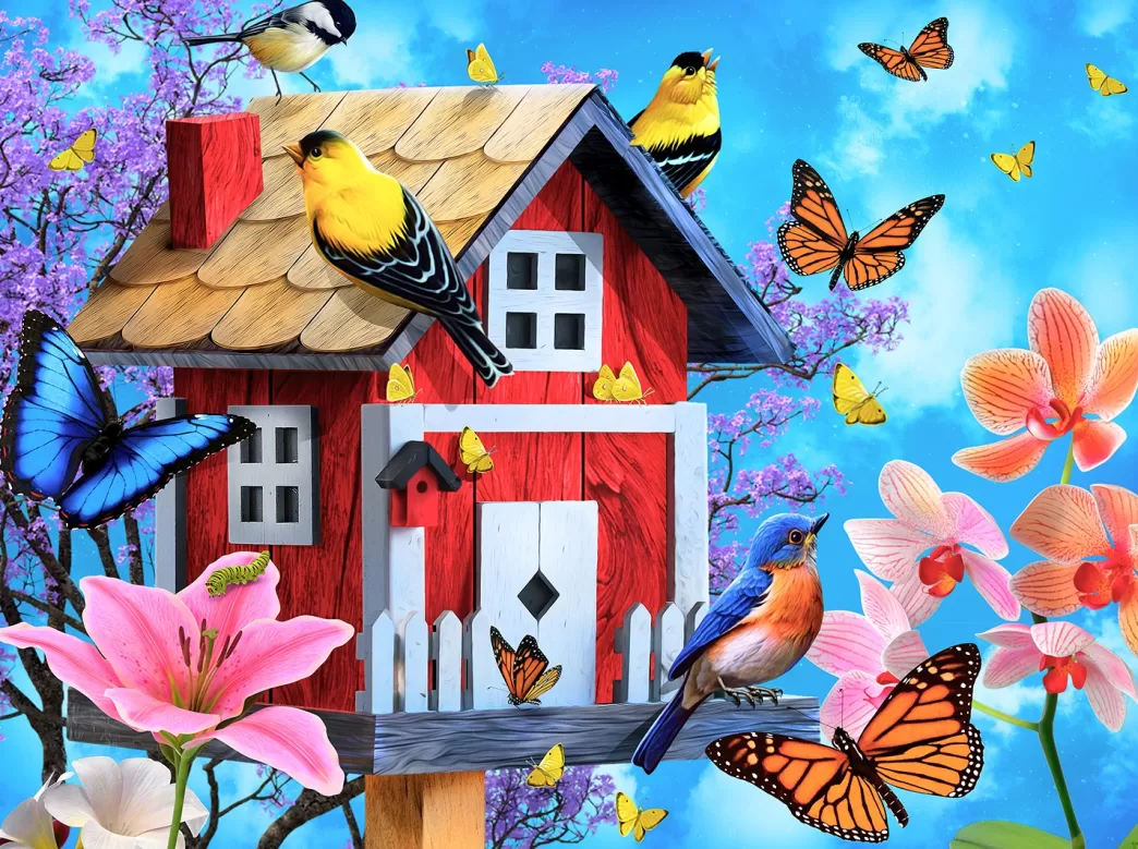 SunsOut Vogelpuzzels>: Red Birdhouse (1000) Vogelpuzzel