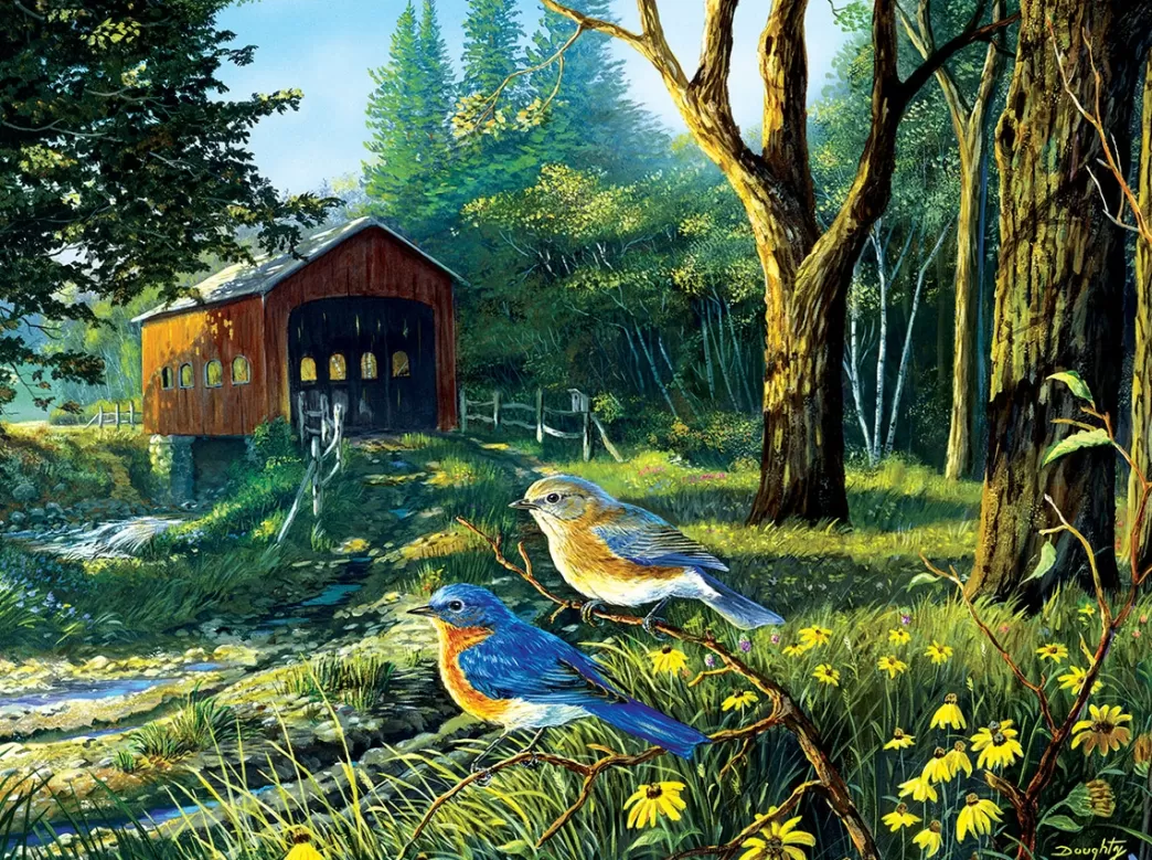 SunsOut Vogelpuzzels>: Sleepy Hollow Bluebirds (1000) Vogelpuzzel