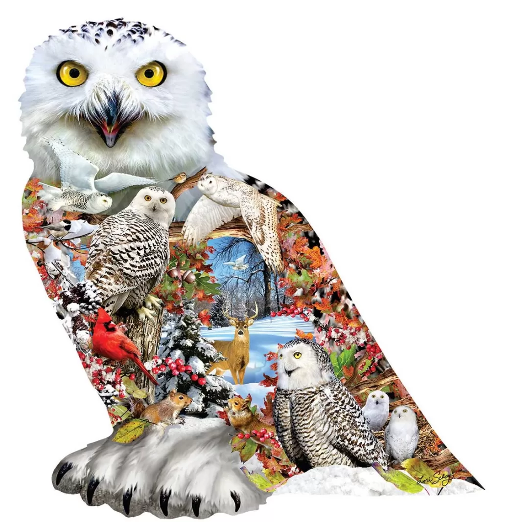 SunsOut Vogelpuzzels>: Snowy Owl (650Xl) Shaped Puzzel