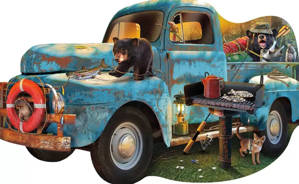 SunsOut Autopuzzels>: The Blue Truck (1000) Shaped Puzzel