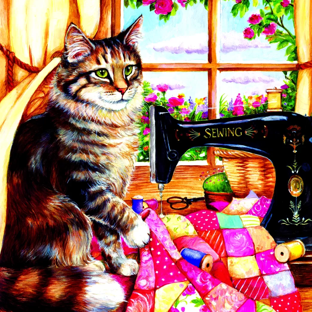 SunsOut Kattenpuzzels>: The Seamstress (1000) Kattenpuzzel