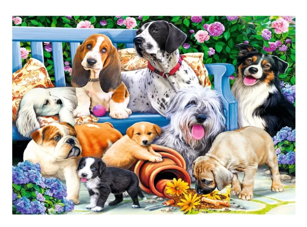 Trefl Hondenpuzzels>: Dogs In The Garden (1000) Hondenpuzzel