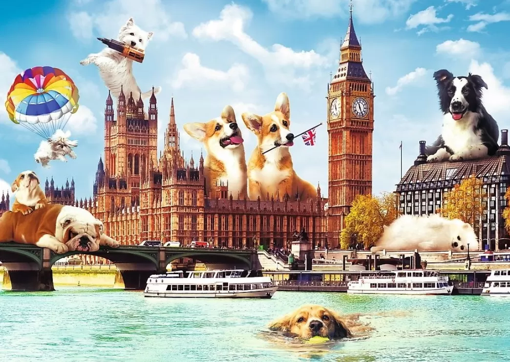 Trefl Hondenpuzzels>: Funny Cities - Dogs In London (1000) Hondenpuzzel